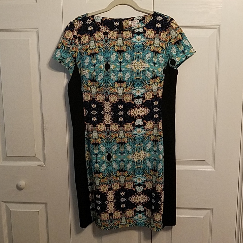 Gorgeous print dress with colorblocked sides, XL